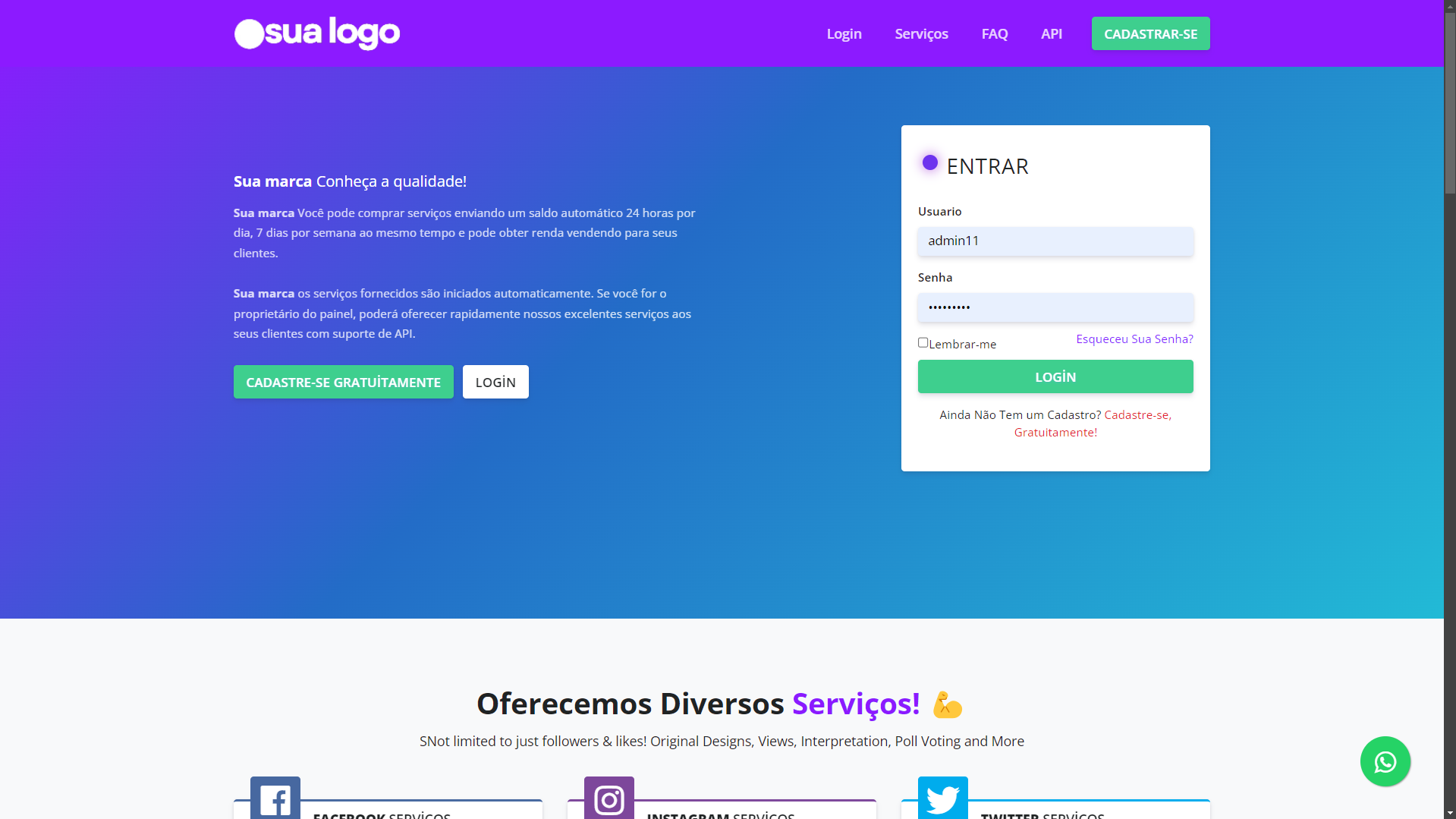 Script Panel SMM Social 6 Themes