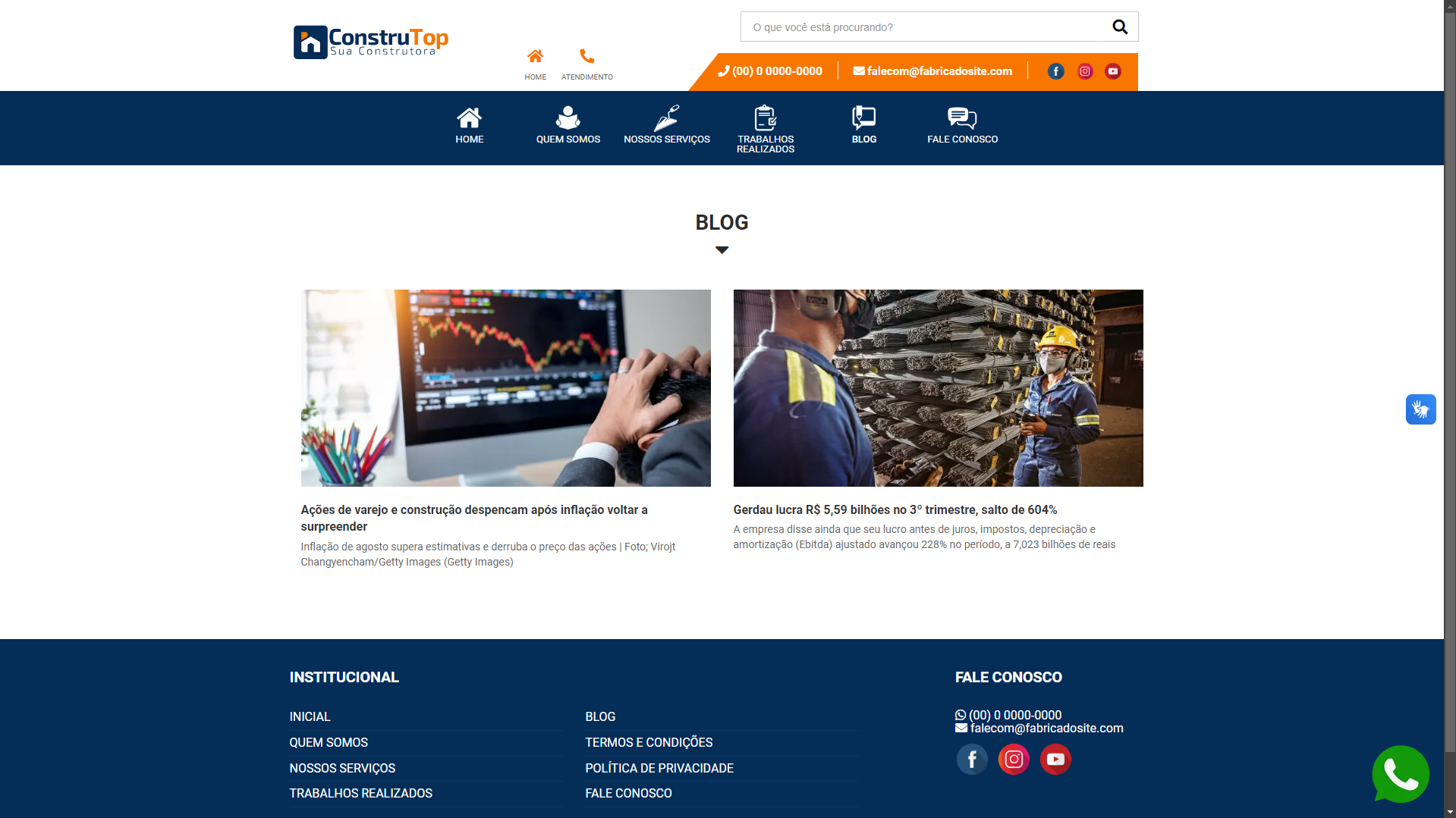 Website script for a construction company
