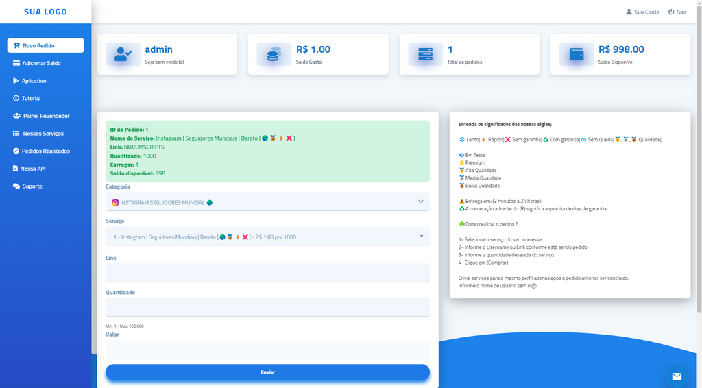 Script Panel SMM Perfect Panel 4 Themes