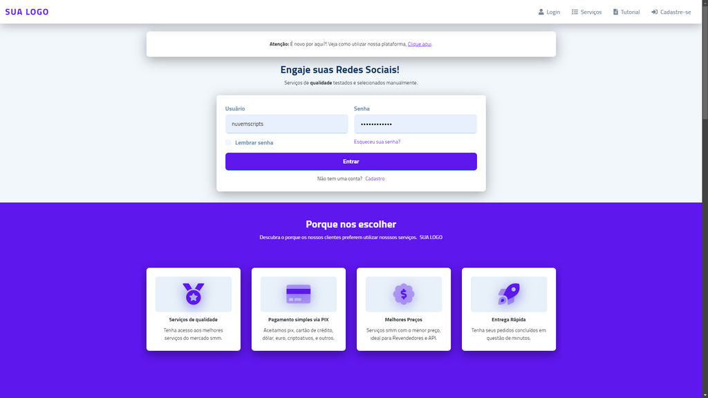 Script Panel SMM perfect panel Purple 3 Themes