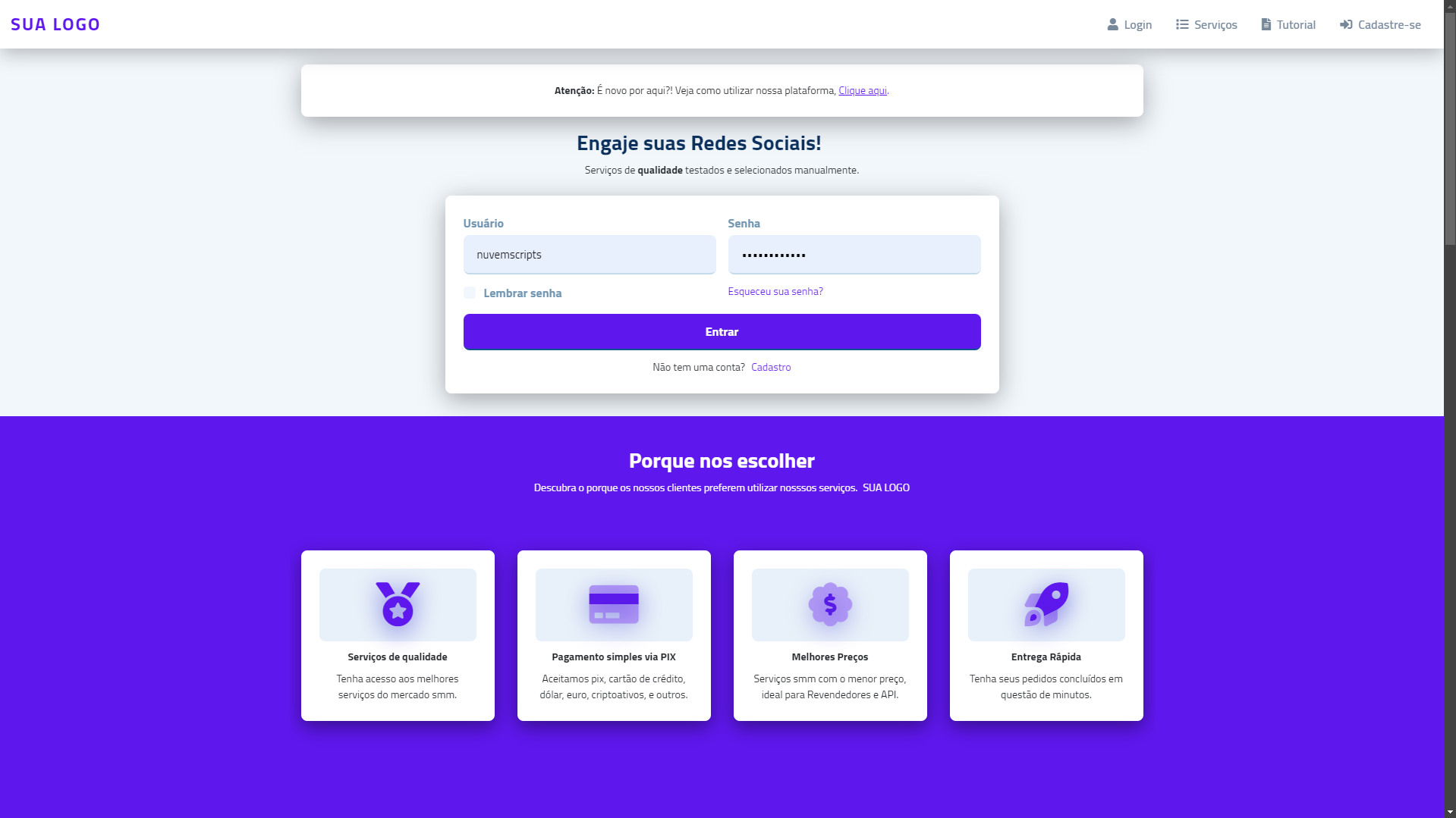 Script Panel SMM perfect panel Purple 3 Themes