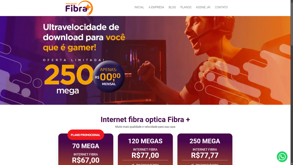 Script site provedor de internet