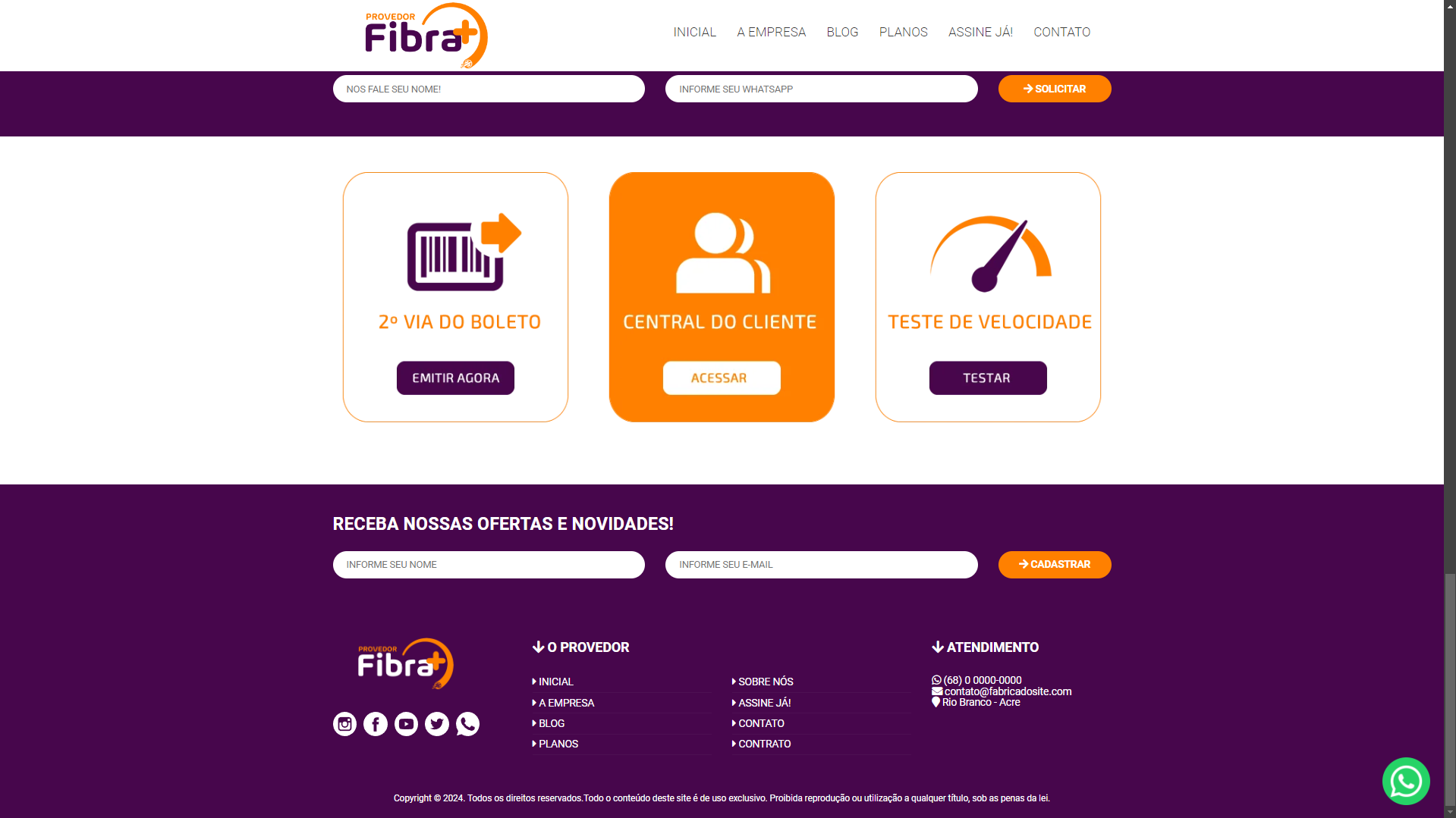 Internet provider website script