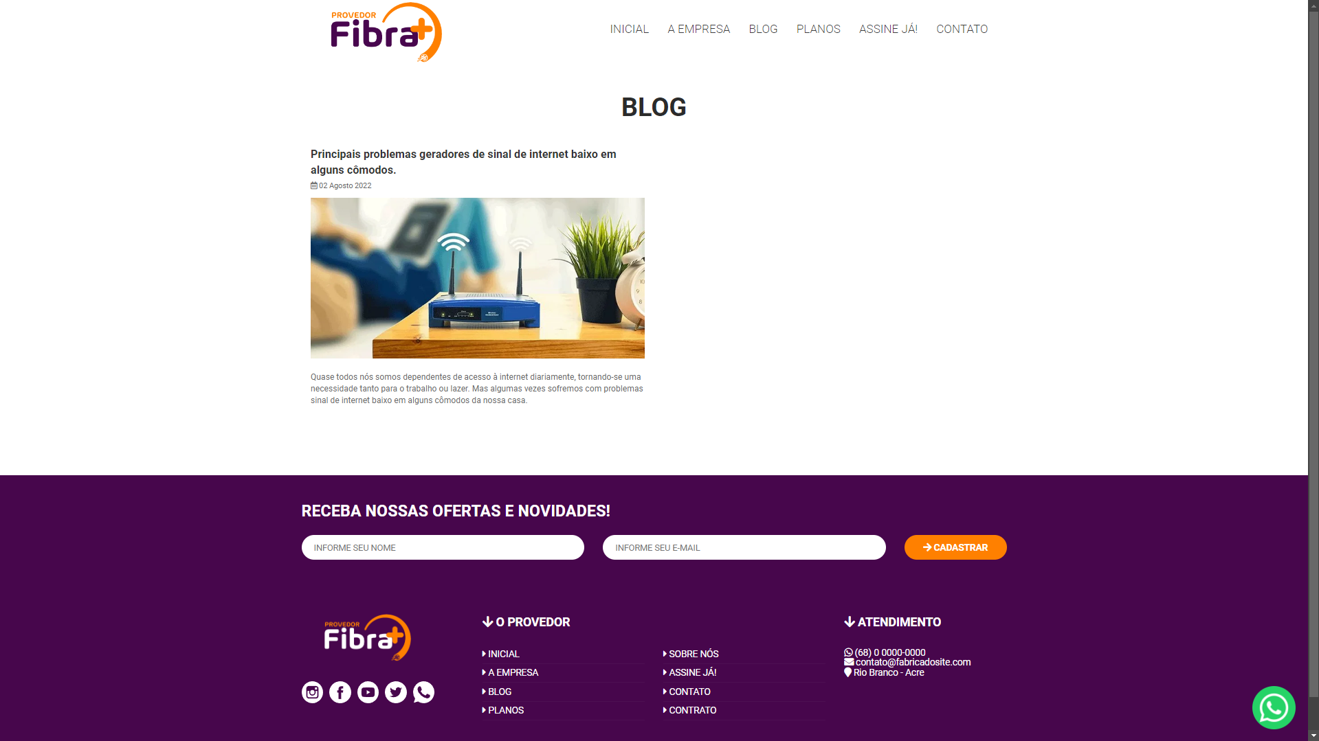 Internet provider website script