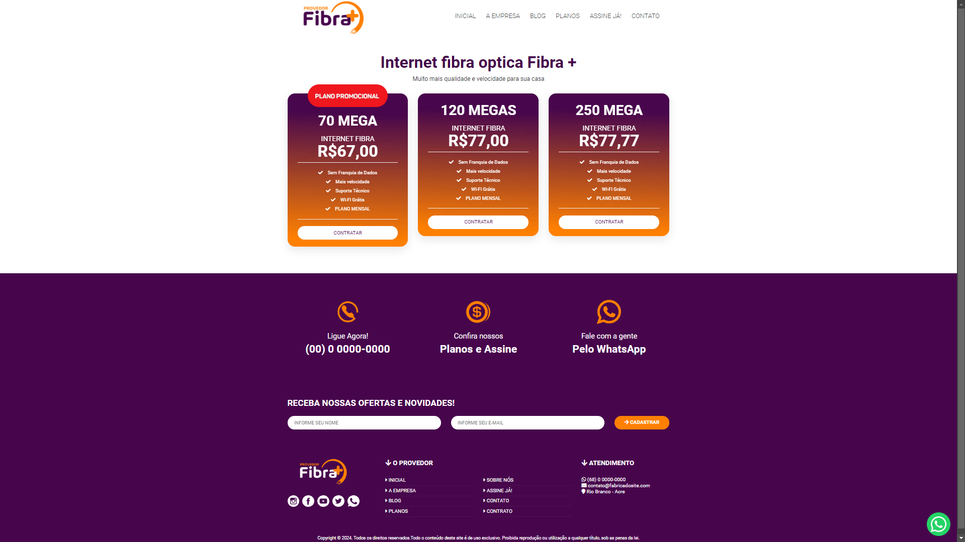 Internet provider website script
