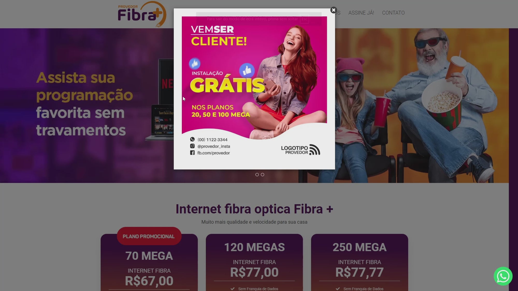 Internet provider website script